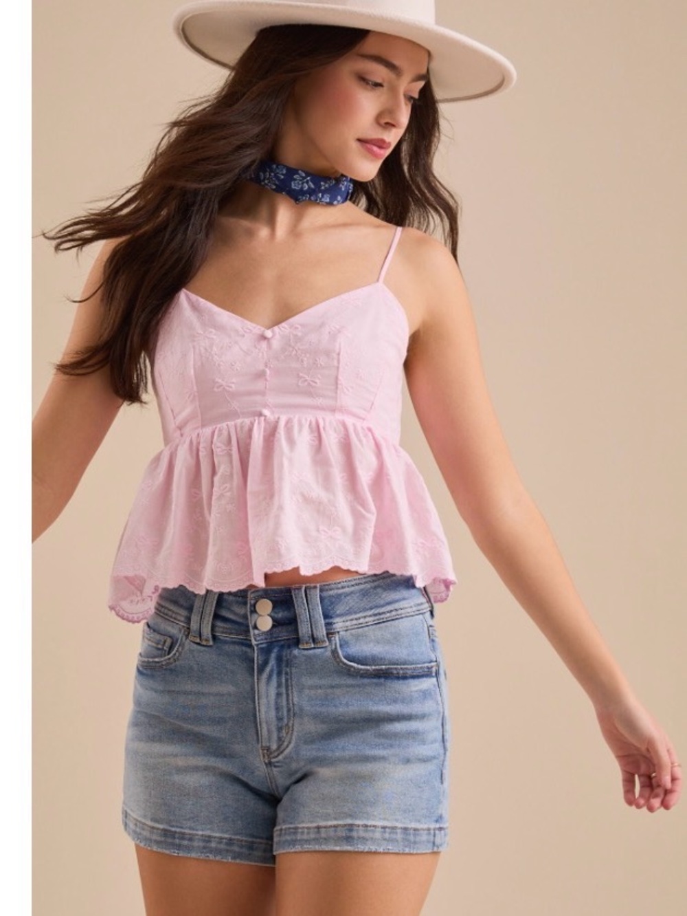 Altar’d State Lucia High Rise Denim Shorts Light Wash Stretch